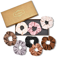 8er Set Satin Scrunchies in 8 Farben - Weiche Seide