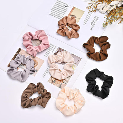 8er Set Satin Scrunchies in 8 Farben - Weiche Seide