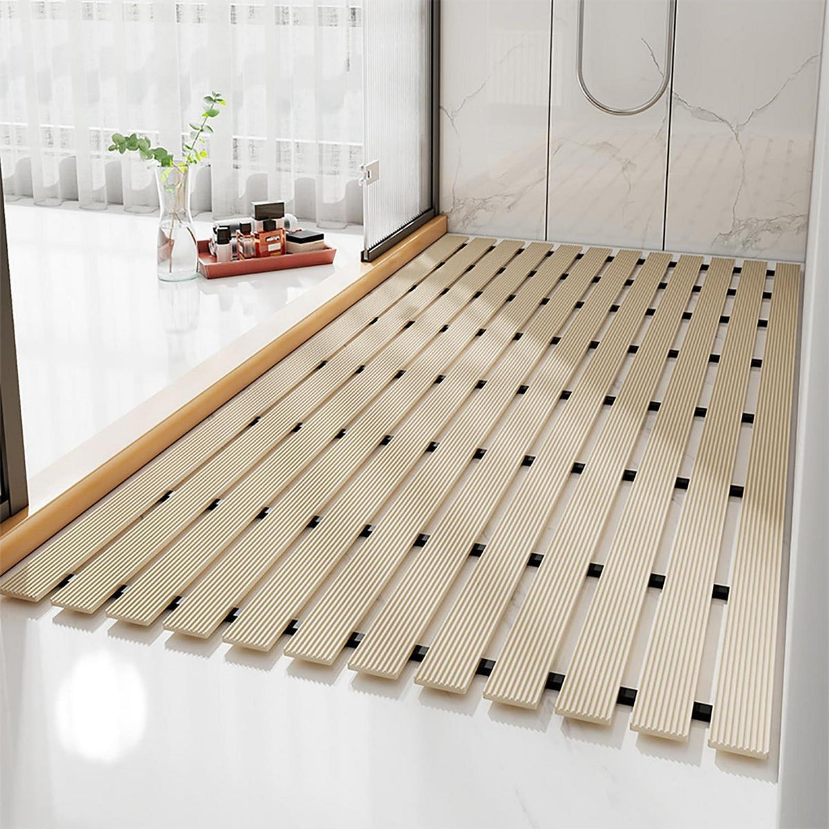 Rutschfeste Duschmatte 122x61 cm – Moderne Entwässerung mit Haken