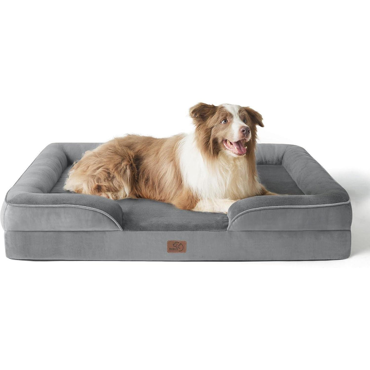 Orthopädisches Hundebett L 97x71cm Grau mit hohem Rand