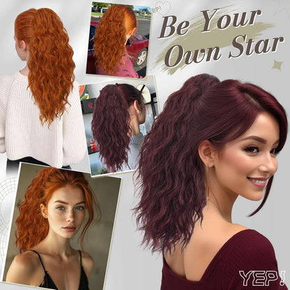 Lockige Clip-in Pferdeschwanz Verlängerung 45 cm Naturhaar Ponytail Extension