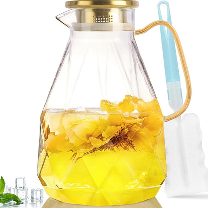 Karaffe Wasserkaraffe Glaskanne Glaskrug mit Deckel 1.6 Liter
