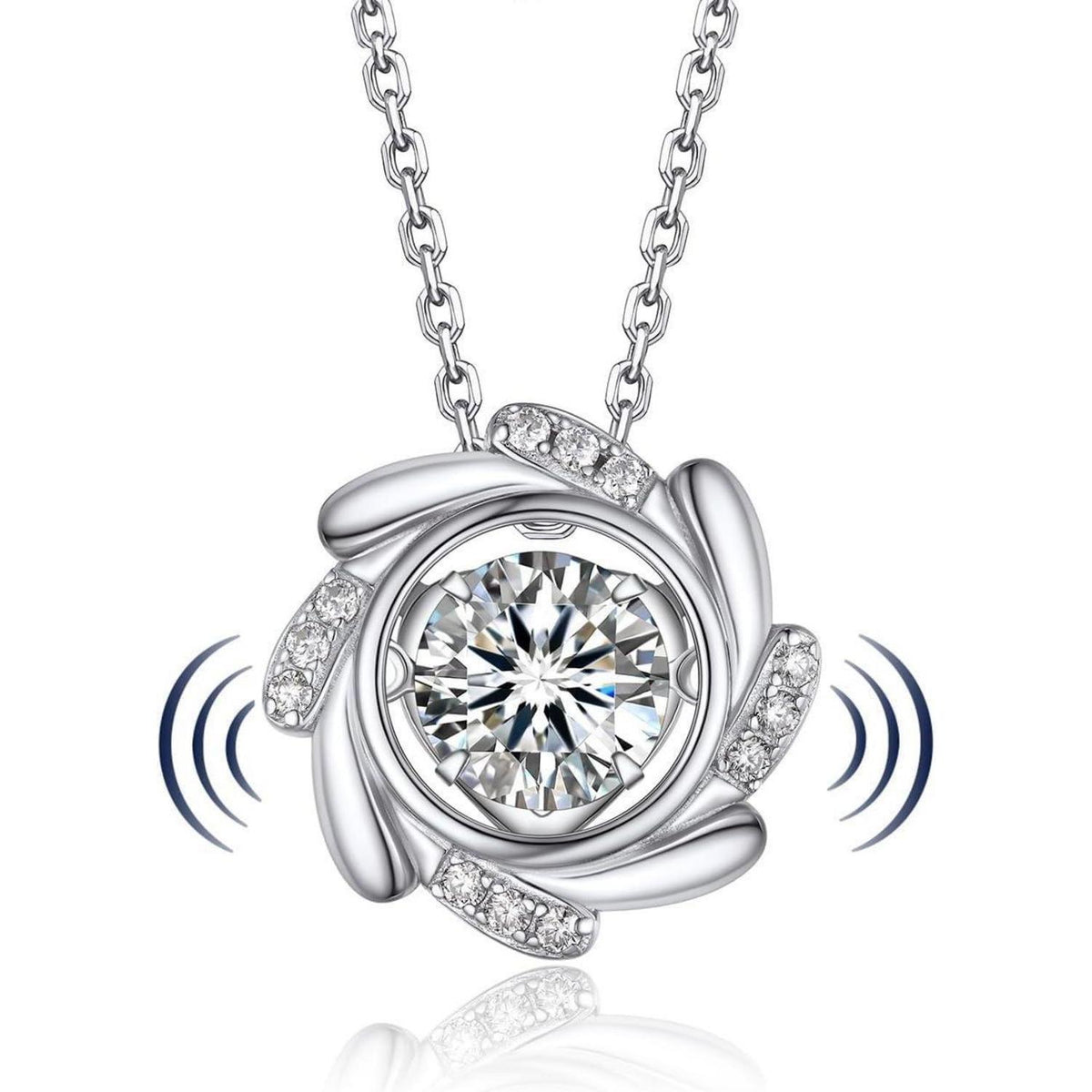 Moissanit Halskette Damen 925 Silber Windmühle Tanzender Stein Geschenk