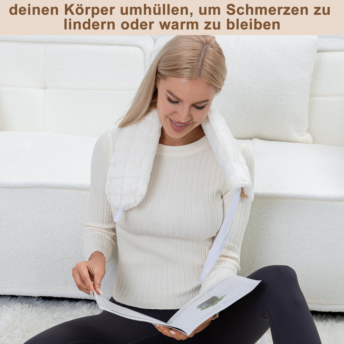 OWOZOI 72cm Wärmflasche XXL mit Gurt und Tasche Bezug 2L Gummi Schlauch
