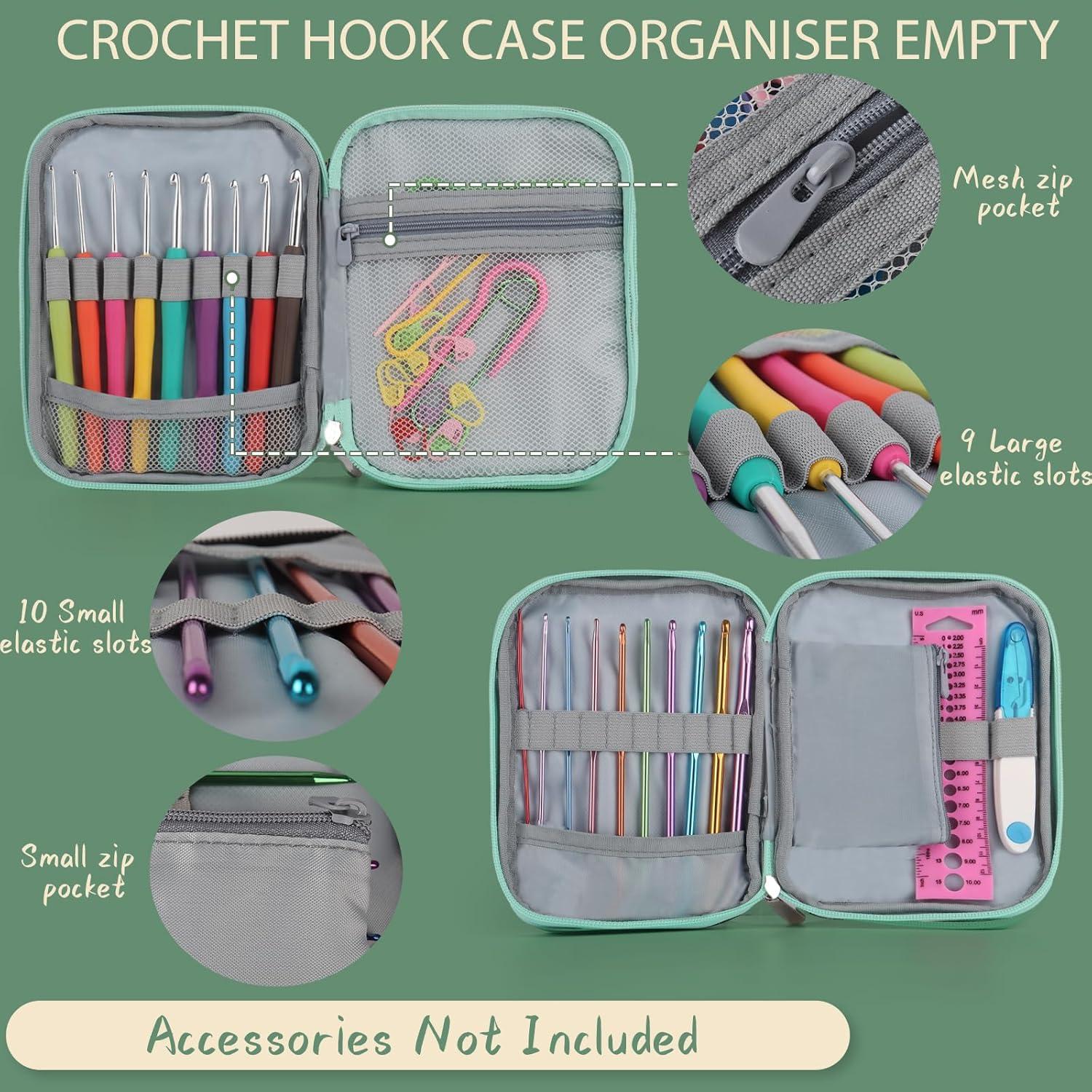 Grünes Häkelnadel-Etui Organizer mit Doppeltem