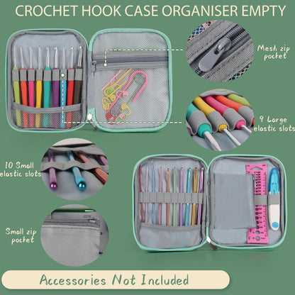 Grünes Häkelnadel-Etui Organizer mit Doppeltem