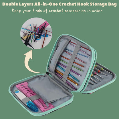 Grünes Totem Häkelnadel-Etui Organizer für Häkelnadeln 18×15×3,6 cm