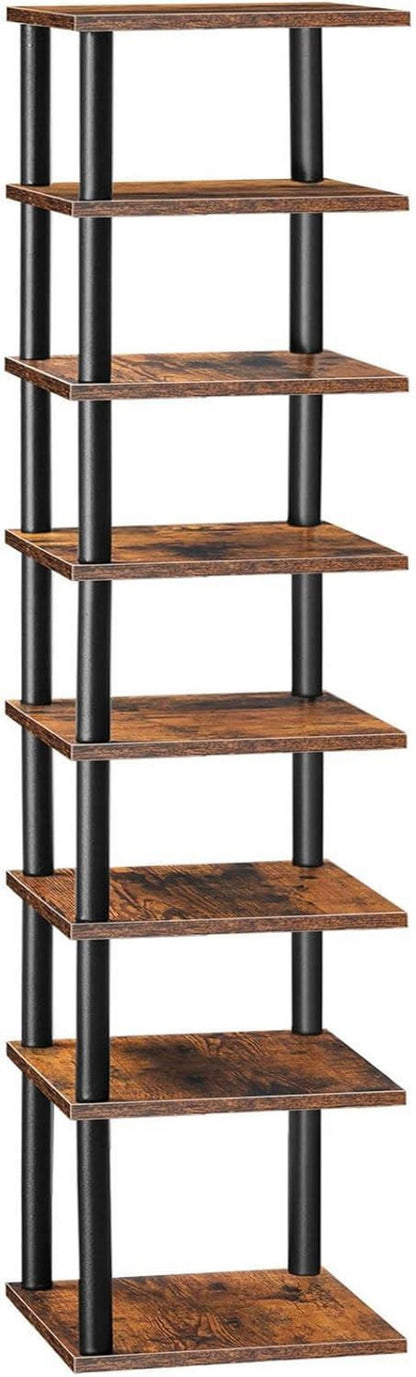 8-lagiges Eckschuhregal Dunkelbraun Schwarz Stabiles Schuhregal