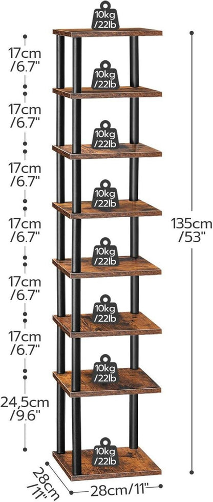 8-lagiges Eckschuhregal Dunkelbraun Schwarz Stabiles Schuhregal