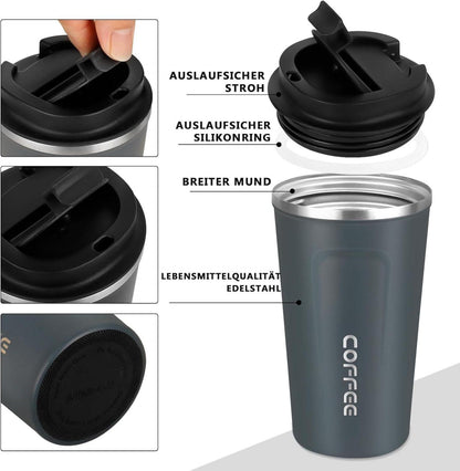 Thermobecher Edelstahl Vakuumisolierter Kaffeebecher to Go 18oz Blau