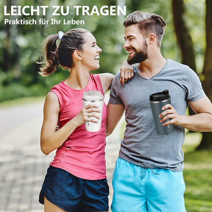 Thermobecher Edelstahl Kaffeebecher 510ml Blau mit Deckel