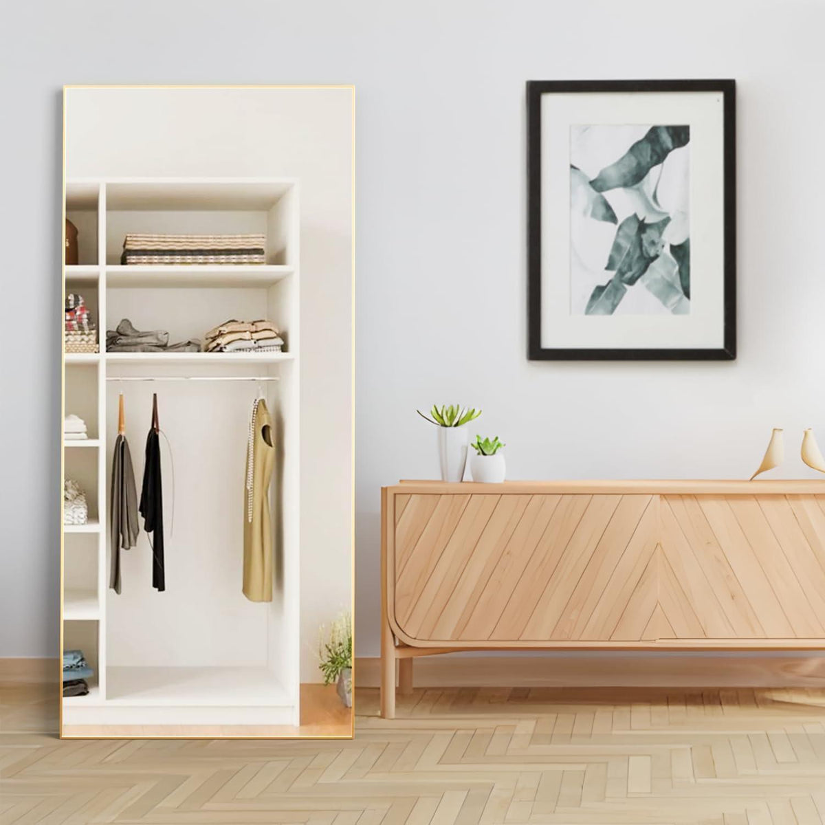 Großer Ganzkörperspiegel 165x60cm Gold – Wand- oder Standspiegel