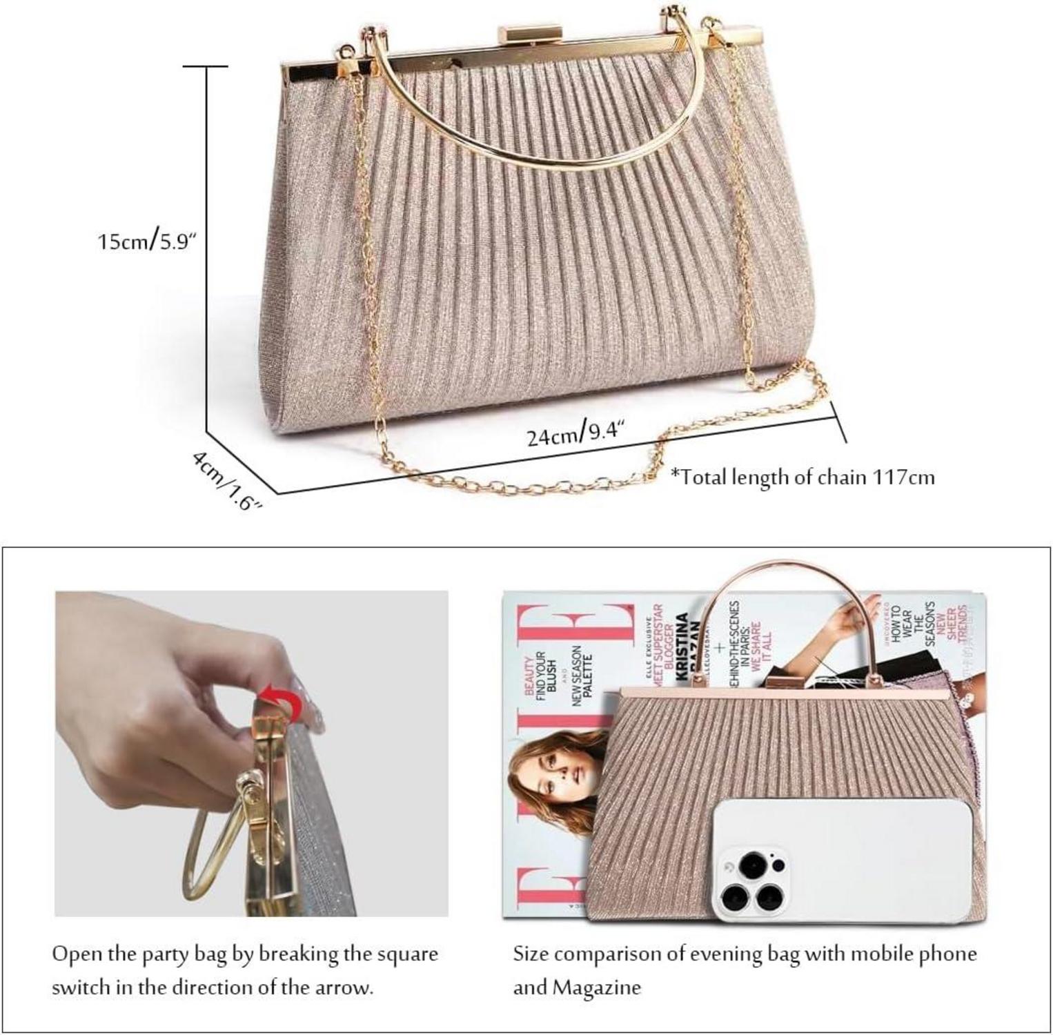 Glitzer Clutch Tasche Abendtasche Damen Elegante Brauttasche
