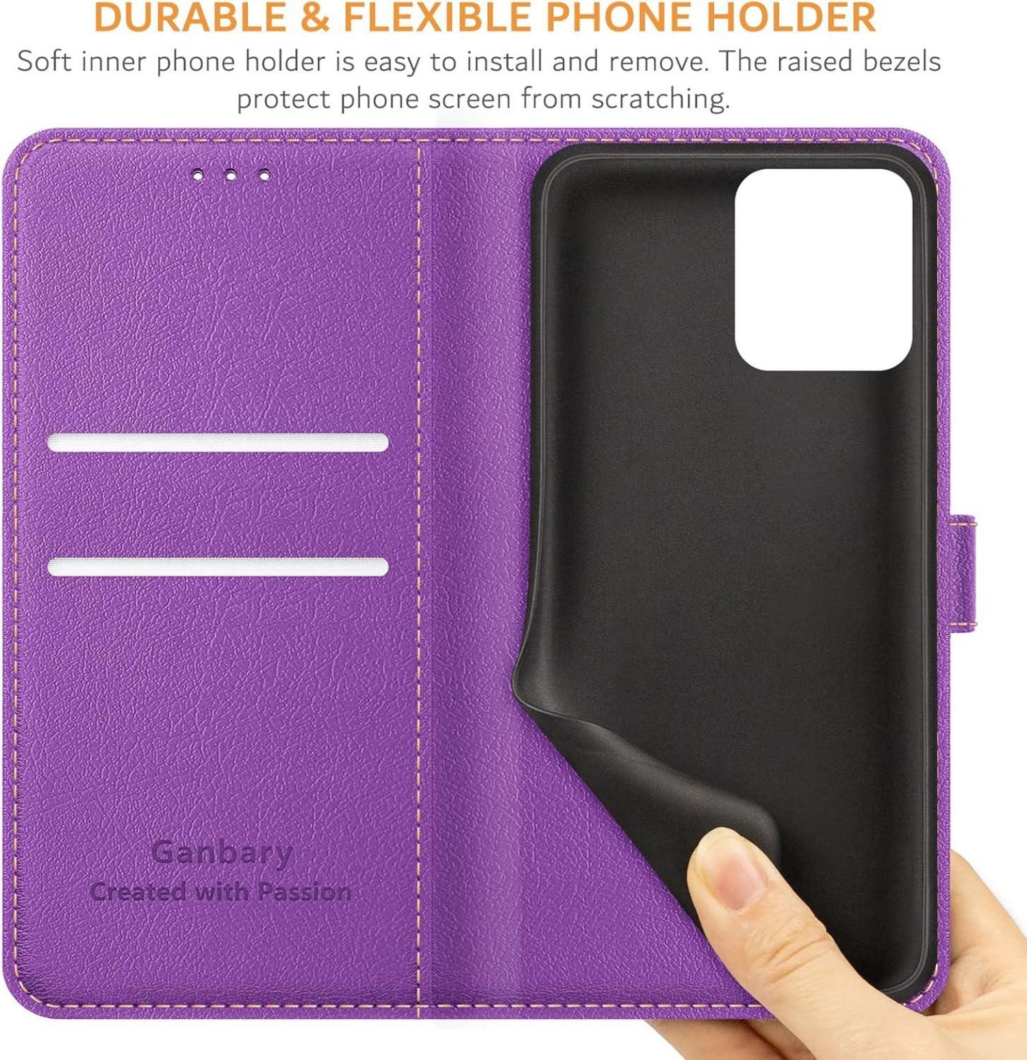 Handyhülle iPhone 11 Pro Leder Klapphülle Violett Magnet Standfunktion
