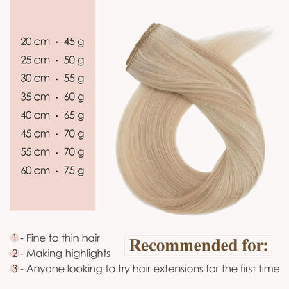 Echthaar Clip-In Extensions Hellblond/Goldblond Balayage 35cm