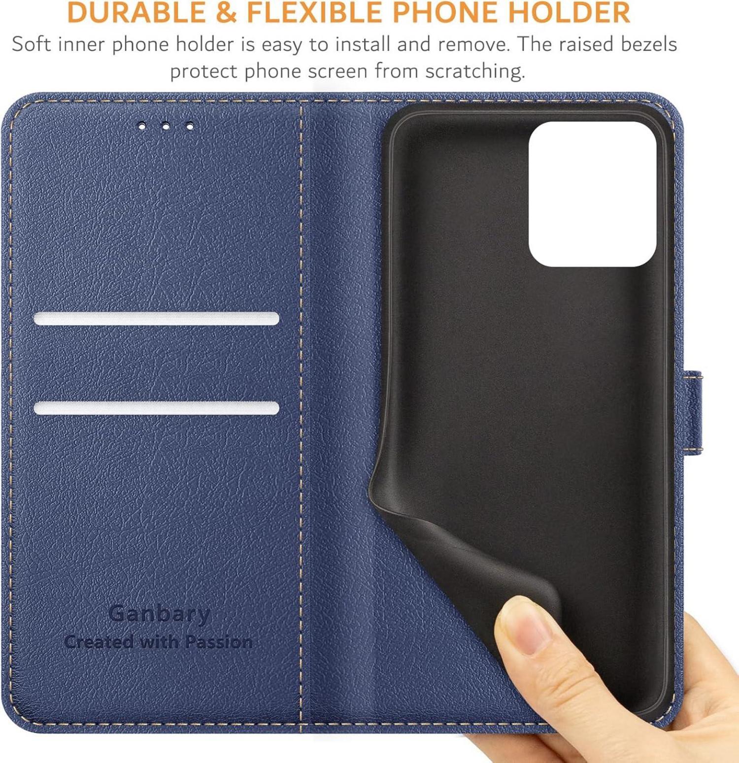 Handyhülle für iPhone 11 Pro Leder Klapphülle Blau mit Kartenschlitzen