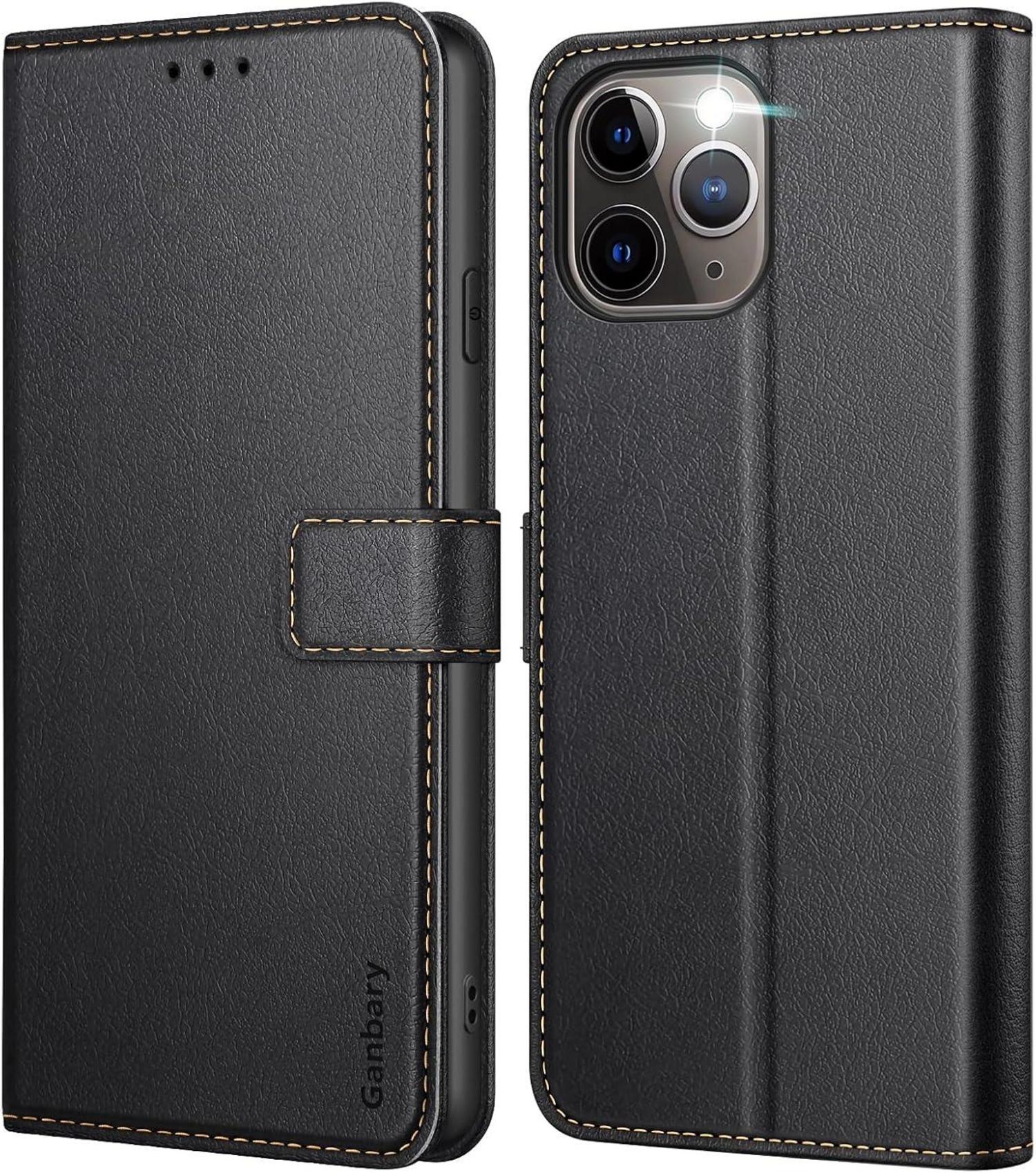 iPhone 11 Pro Hülle Leder Klapphülle Schwarz Magnetverschluss