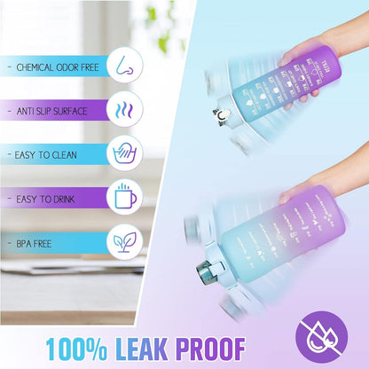 CodiCile Sport Trinkflasche 2er Pack BPA-frei 2L+750ml Zeitmarkierung Strohhalm