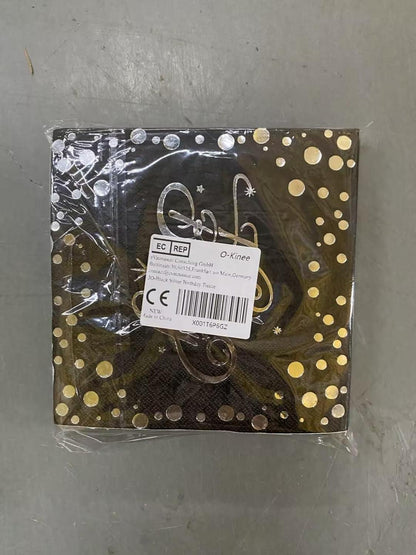 40 Servietten Happy Birthday Schwarz Silber 33x33cm Junge Mädchen Party Deko
