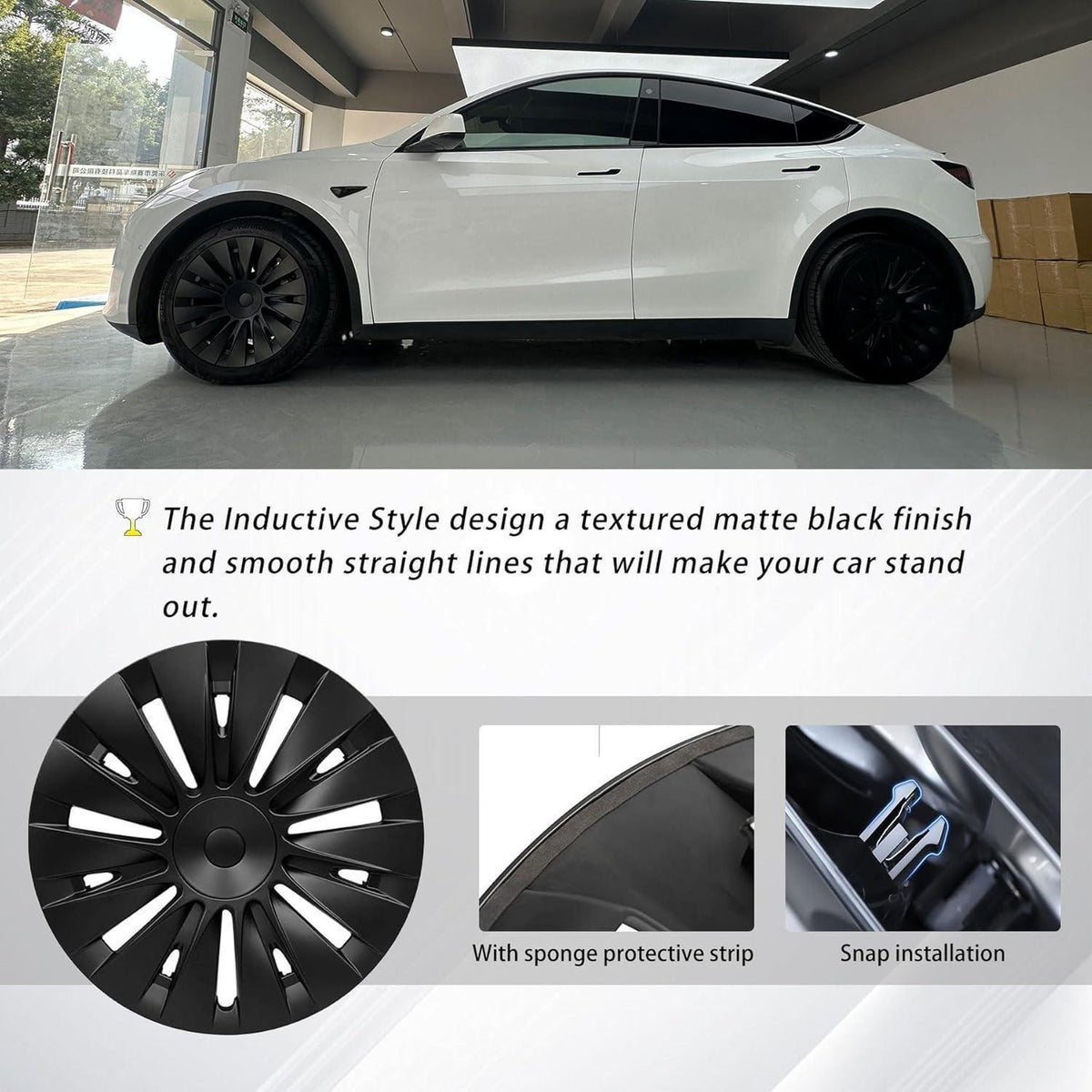 Radkappen Set Tesla Model Y 19 Zoll, Mattschwarz