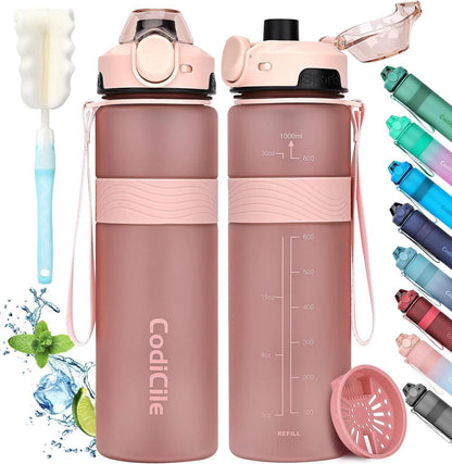 Trinkflasche BPA-frei 1 Liter Sport Auslaufsicher Große Wasserflasche
