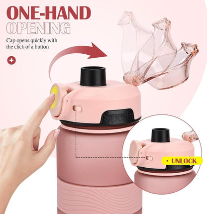 Sport-Trinkflasche 1 Liter BPA-frei Auslaufsicher Rosa für Fitness Schule Büro Reise