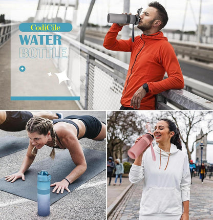 Sport Trinkflasche 1L BPA-frei Große Auslaufsicher Wasserflasche Fitnessstudio