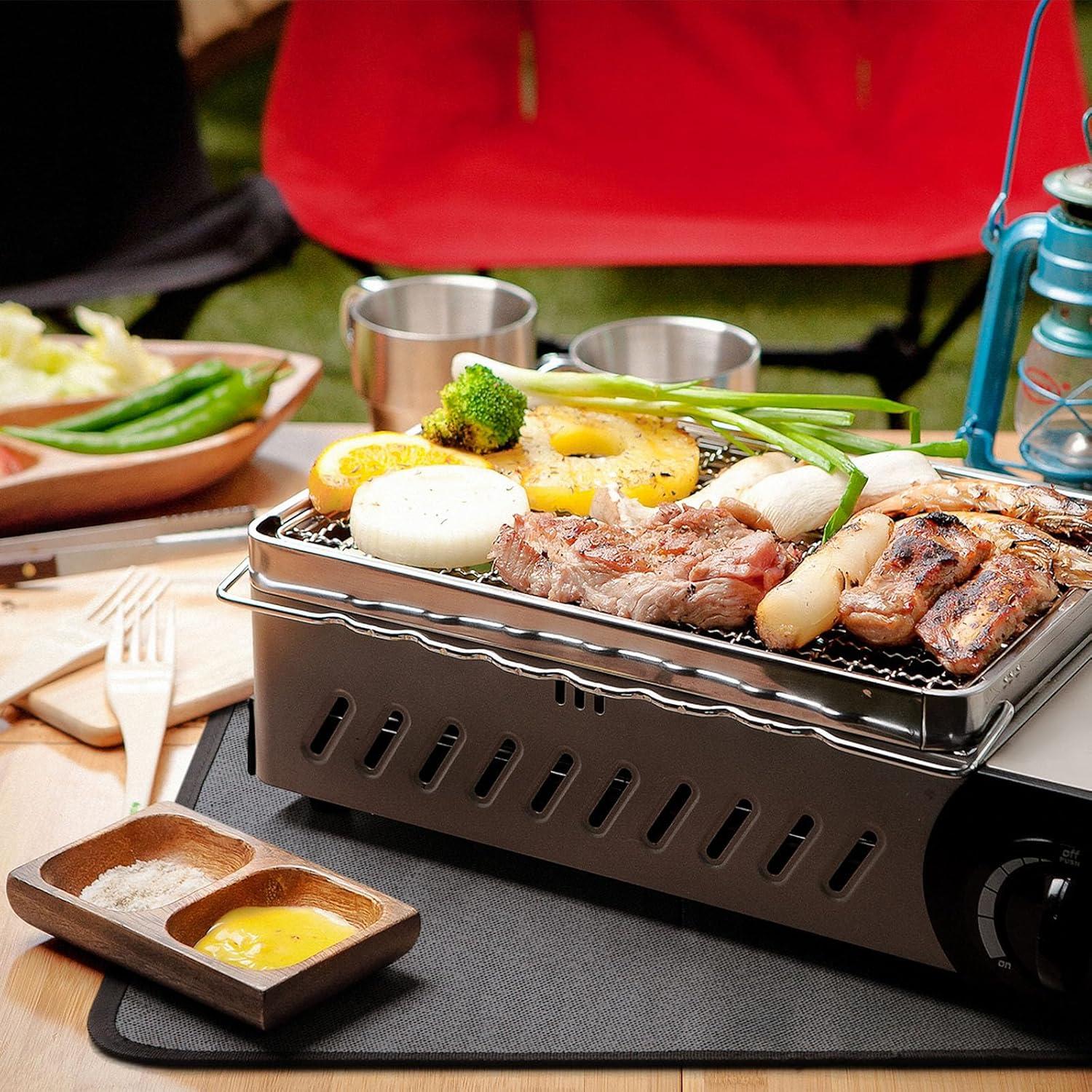 Grillmatte hitzebeständig wasserdicht Outdoor Grill Schutzmatte 60x90cm Schwarz