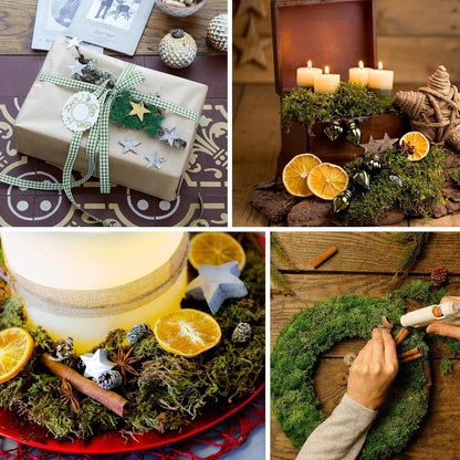 52-teiliges Weihnachtsdeko Adventskranz Bastelset Natur Moos Eichel Stern Zimt