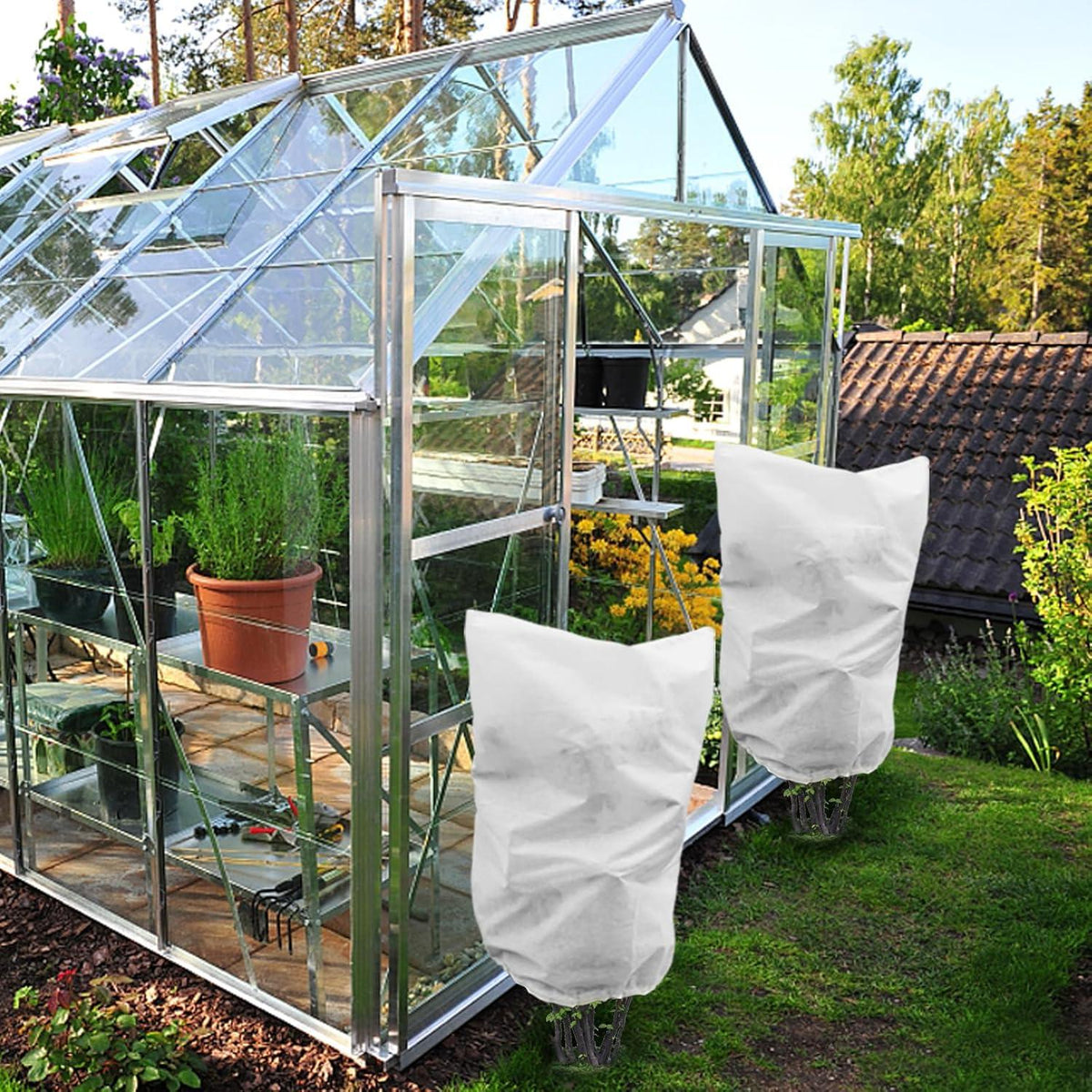 4er Set Winterschutz-Haube 80x100cm Frostschutz Vlies Garten Pflanzen