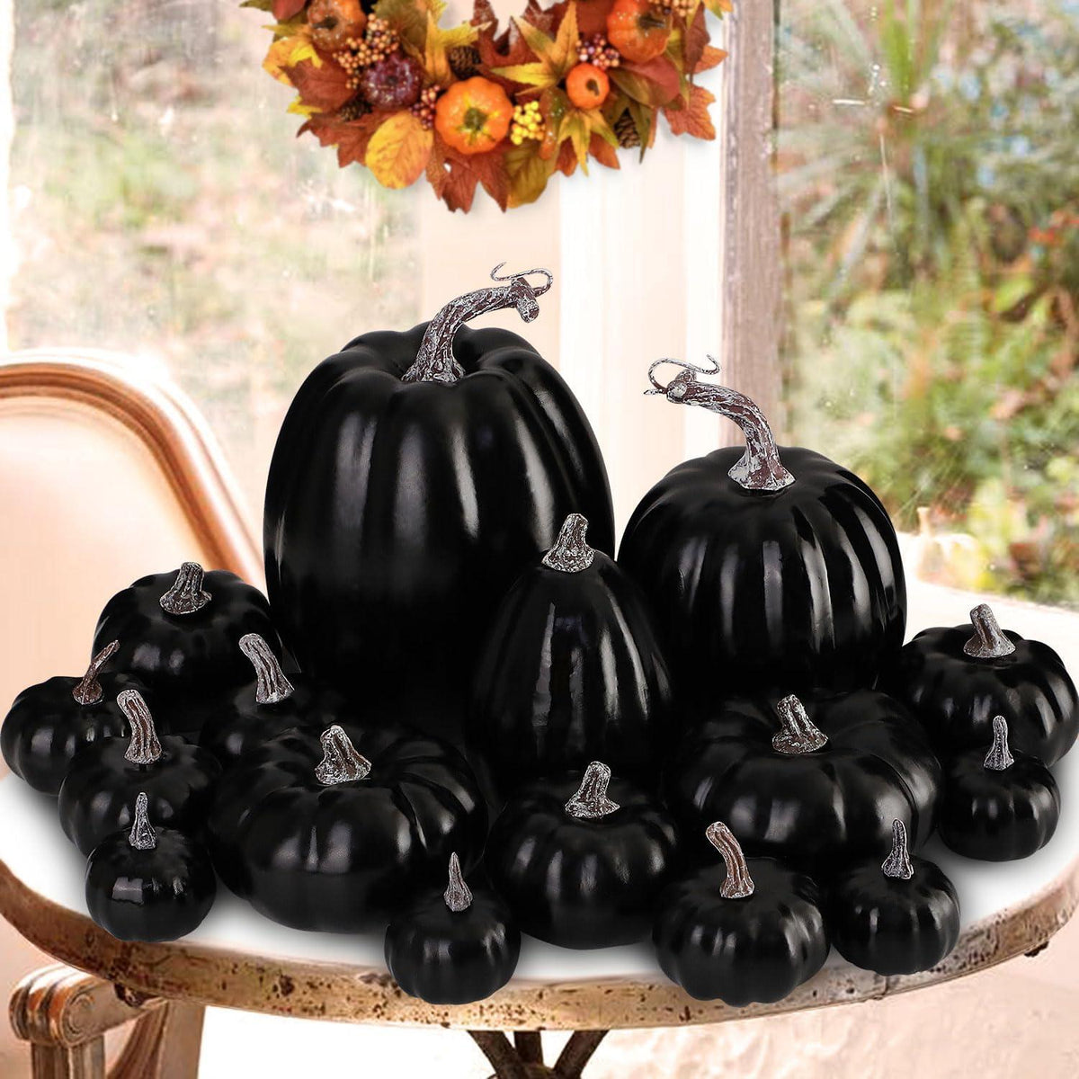 Künstliche Kürbisse Herbstdeko Set Halloween Deko Outdoor 16