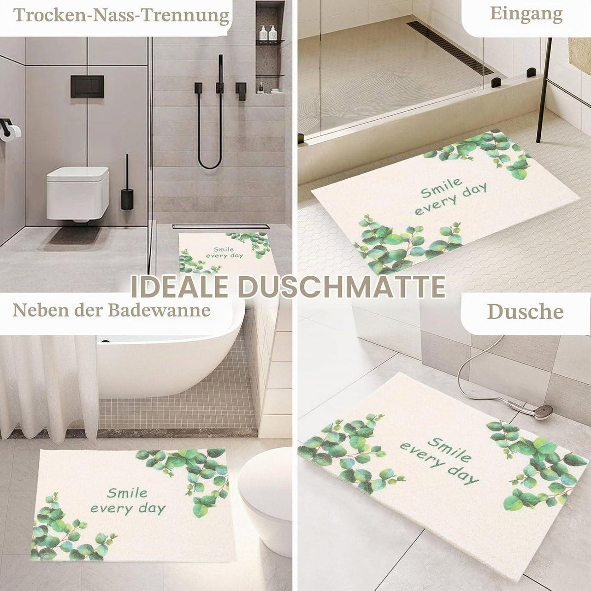 Rutschfeste Duschmatte 50x80 cm – Anti Schimmel & Schnell Trocknend