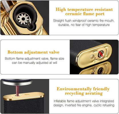 AVCXEC Magic Double Flame Feuerzeug Crocodile Lighter Winddicht Dual Arc Lighter Jet Flame Refillable Camping Outdoor Anzünder