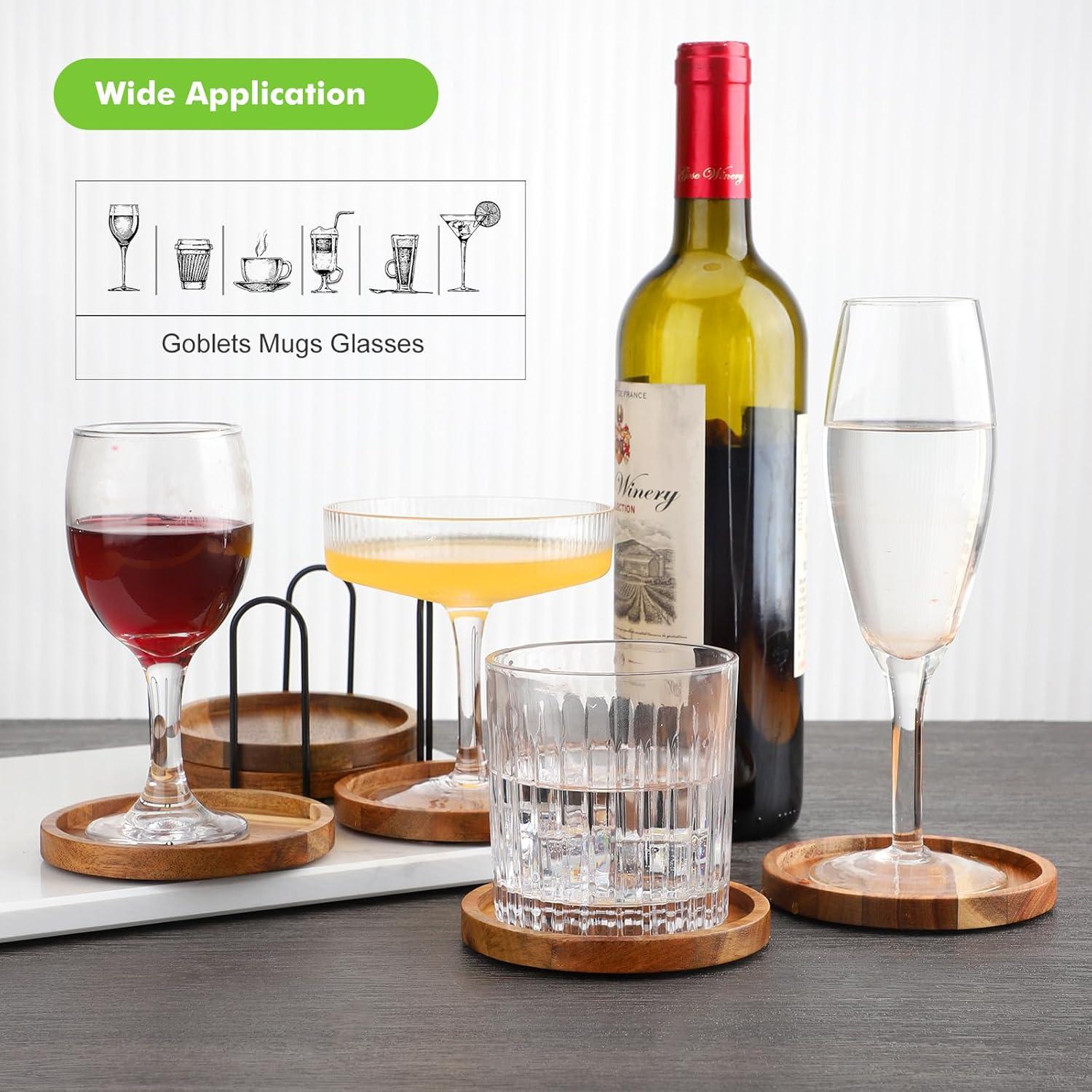 Holz Untersetzer 6er Set Akazienhalter Glas Getränke Tassen Glasuntersetzer
