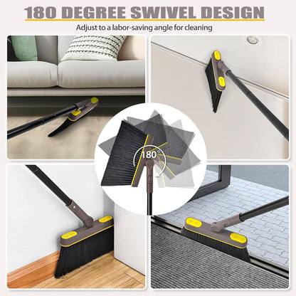 JEHONN Besen und Kehrschaufel Set mit Langem Stiel 138CM, Haus Büro Lobbykehr Broom Dustpan