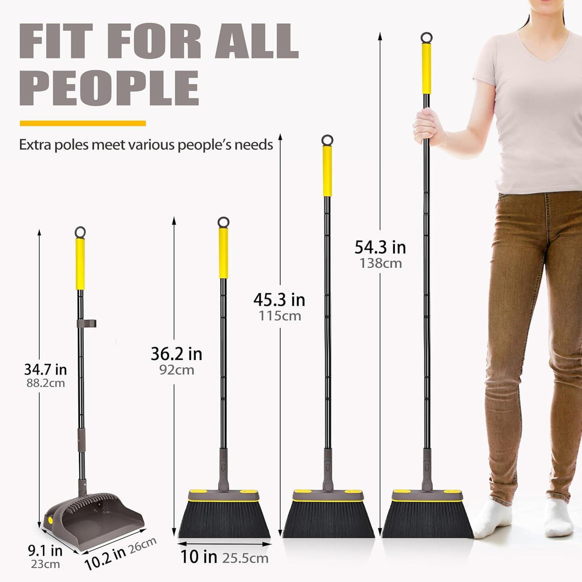 Besen Kehrschaufel Set Langem Stiel 138CM Drehen Kehrbesen Öffnende