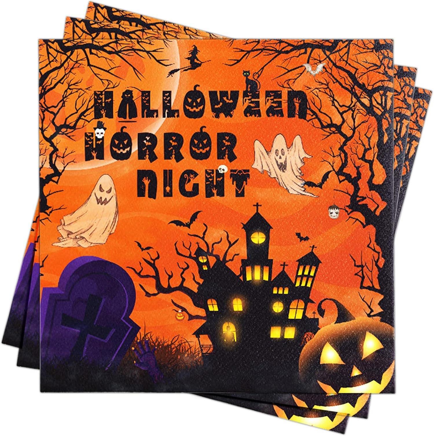 Halloween Servietten Set 40Stück Schwarz Orange Geister