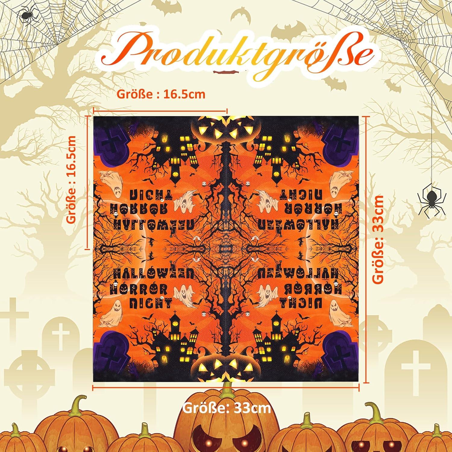 Halloween Servietten Tischdeko 40Stück Schwarz Orange