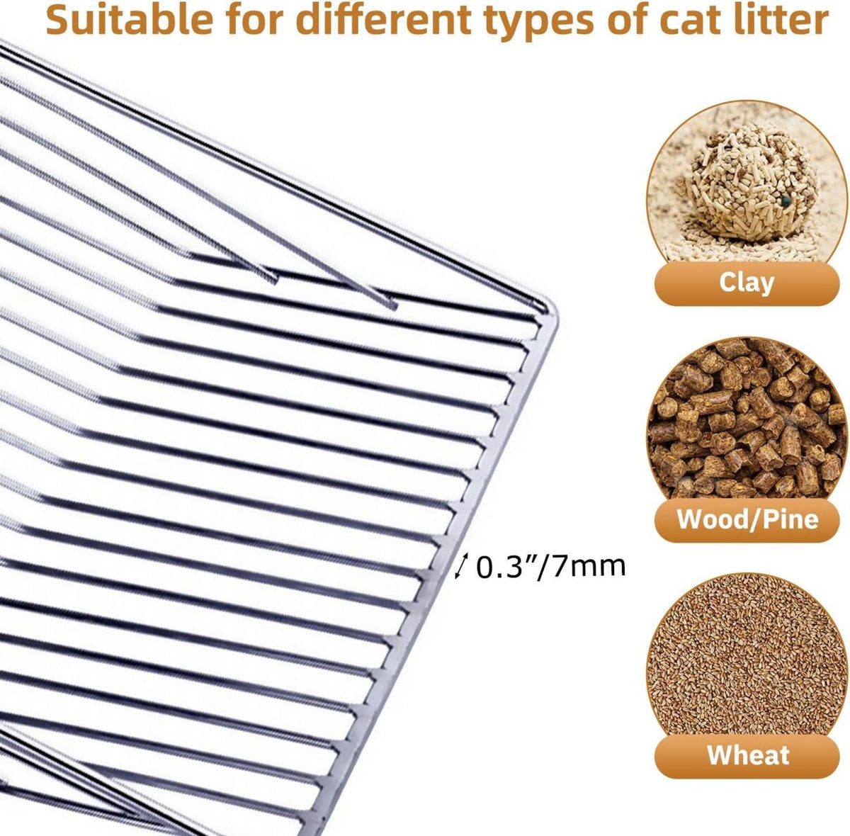 Katzenstreuschaufel Metall Holzgriff 7mm Lochabstand 28cm