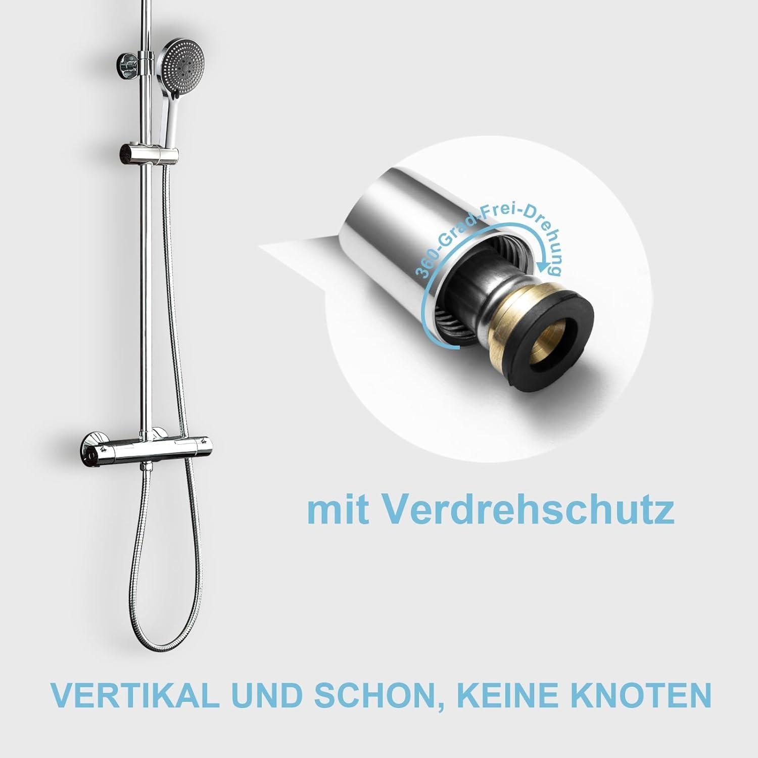 Duschschlauch Edelstahl Hochdruck Brauseschlauch Nickel-Grau