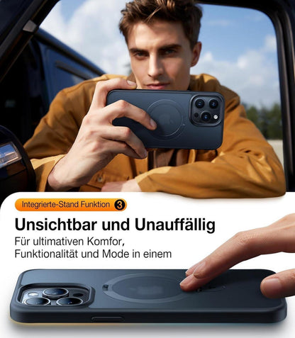 TORRAS Ostand iPhone 15 Pro Hülle MagSafe Militärschutz Shockproof Schwarz