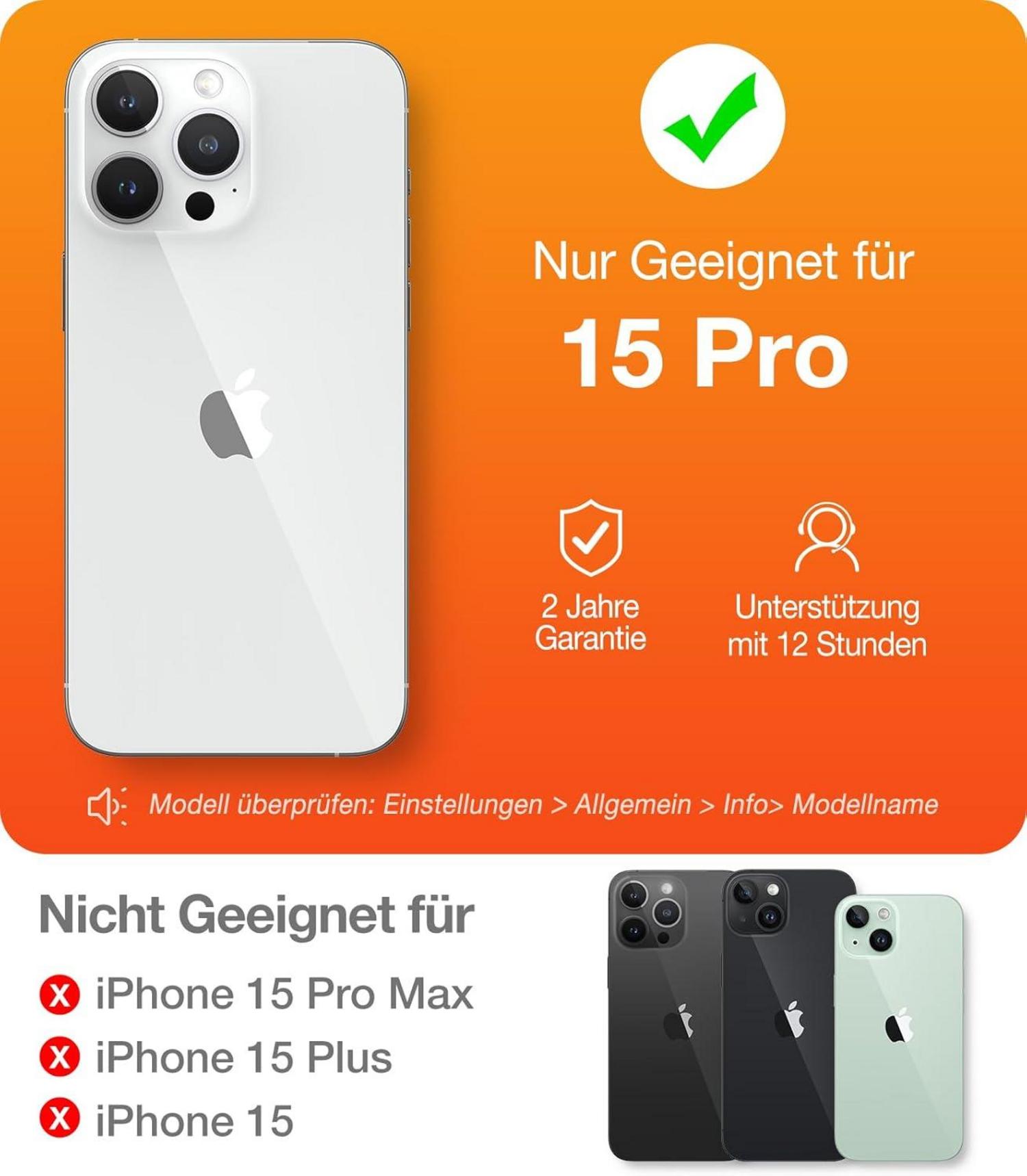 Magnetische 360° Ring Ständer Hülle für iPhone 15 Pro MagSafe Schwarz