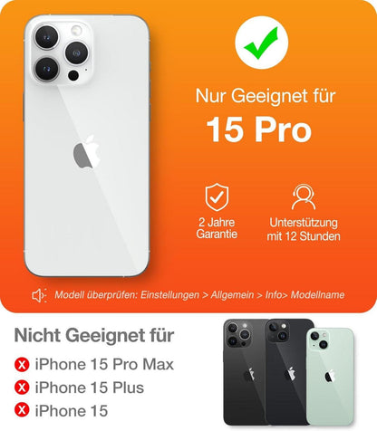 Magnetische 360° Ring Ständer Hülle für iPhone 15 Pro MagSafe Schwarz