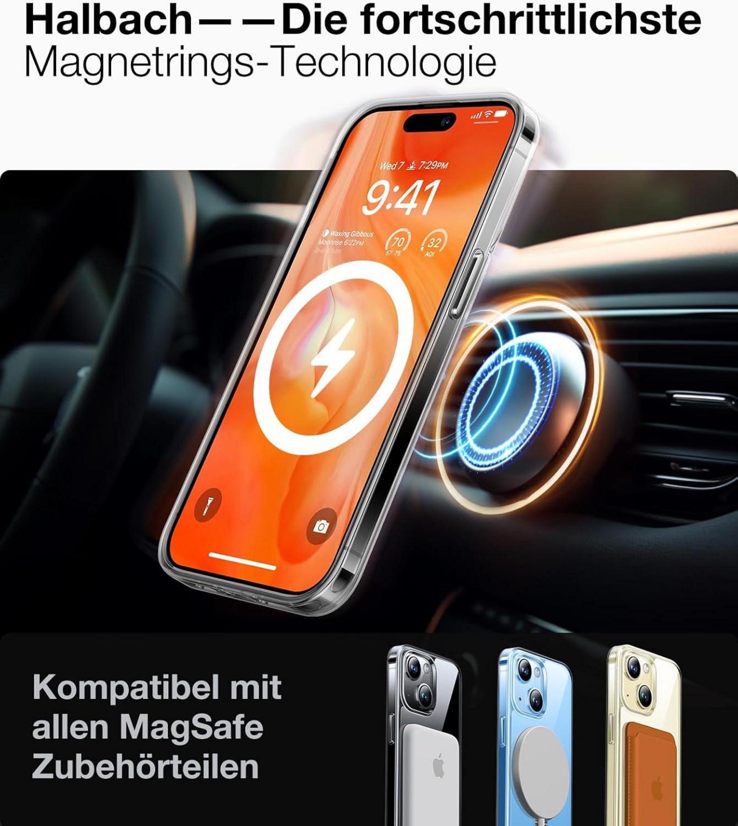 Transparente MagSafe iPhone 15 Hülle Stoßfest Militärschutz
