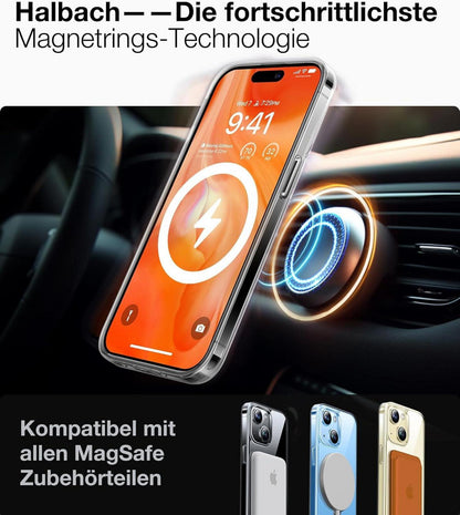 Transparente MagSafe iPhone 15 Hülle Stoßfest Militärschutz