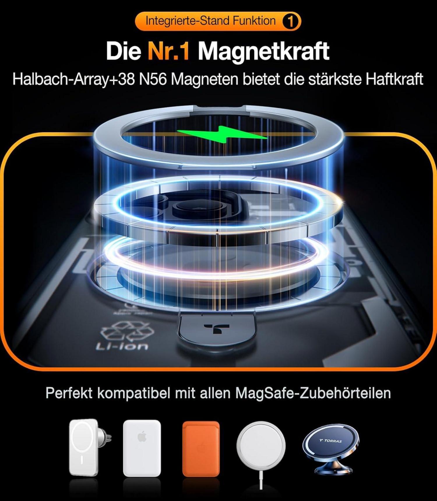 iPhone 15 Pro Hülle: TORRAS Ostand MagSafe Militärschutz