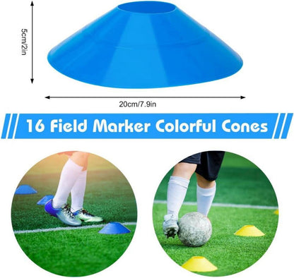 Koordinationsleiter Fußball Training Kinder 6M mit 16 Hütchen Blau