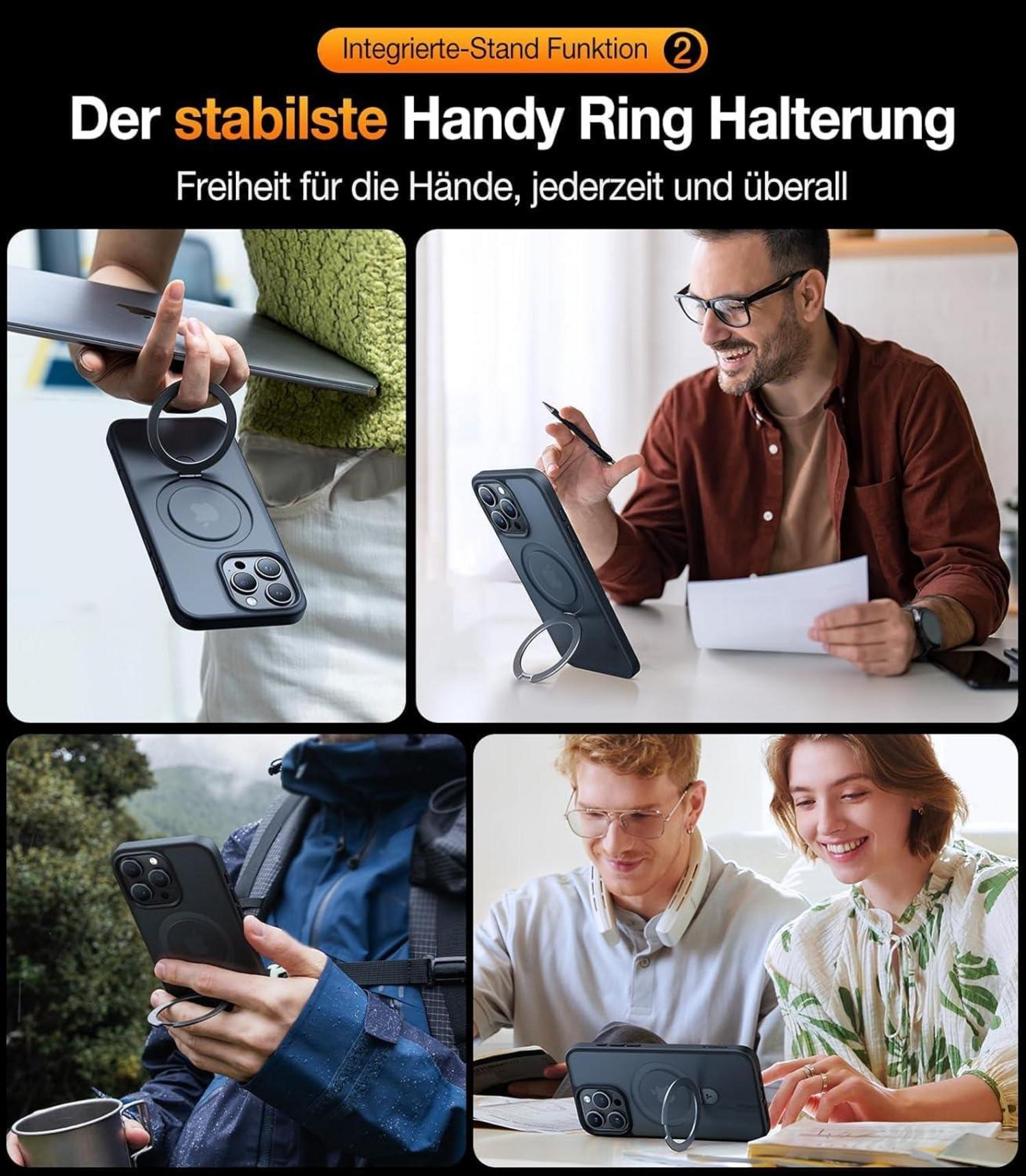 TORRAS Ostand iPhone 15 Pro Max Hülle MagSafe Militärschutz Schwarz