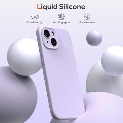 iPhone 15 Silikon Hülle Kameraschutz Blatt Schutzfolie Pastell Flieder