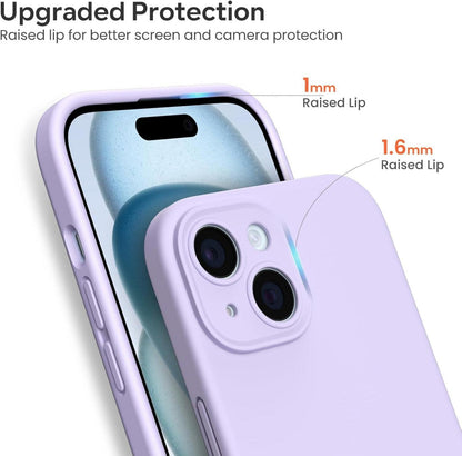 iPhone 15 Hülle Liquid Silicone mit Kameraschutz und Schutzfolie - Stoßfeste Handyhülle